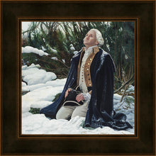 Load image into Gallery viewer, In God We Trust is a painting that depicts George Washington kneeling in the snow praying unto God - Liz Lemon Swindle | Havenlight | latter-day saint artwork