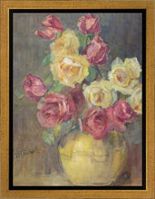 Load image into Gallery viewer, Red and Yellow Roses in a Vase