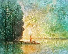 Load image into Gallery viewer, Beside Quite Waters is a painting that depicts Jesus Christ with a sheep at a lake shore - Yongsung Kim | Havenlight | Christian Artwork