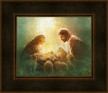 Load image into Gallery viewer, Immanuel is a painting that depicts Mary and Joseph looking at the new born baby Jesus - Yongsung Kim | Havenlight | Christian Artwork