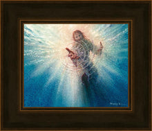Load image into Gallery viewer, His Mighty Hand is a painting that depicts Jesus reaching down to save Peter from drowning - Yongsung Kim | Havenlight | Christian Artwork