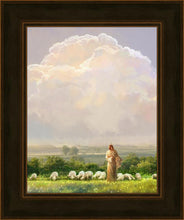 Load image into Gallery viewer, I Shall Not Want is a painting that depicts Jesus with His flock in beautiful field on a cloudy day - Yongsung Kim | Havenlight | Christian Artwork