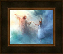 Load image into Gallery viewer, A Pas de Deux is a painting that depicts Jesus Christ dancing in the clouds with a ballerina - Yongsung Kim | Havenlight | Christian Artwork
