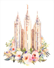 Load image into Gallery viewer, Salt Lake City Temple Floral Watercolor