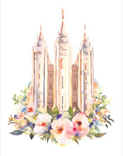 Load image into Gallery viewer, Salt Lake City Temple Floral Watercolor