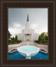 Load image into Gallery viewer, Houston Stormy Fountain Open Edition Canvas / 11 X 14 Brown Frame Art