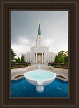 Load image into Gallery viewer, Houston Stormy Fountain Open Edition Canvas / 24 X 36 Brown Frame Art