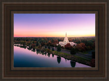 Load image into Gallery viewer, Idaho Falls - Snake River Reflection Aerial Open Edition Canvas / 12 X 18 Brown Frame Art