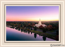 Load image into Gallery viewer, Idaho Falls - Snake River Reflection Aerial Open Edition Canvas / 20 X 30 White Frame Art