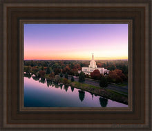 Load image into Gallery viewer, Idaho Falls - Snake River Reflection Aerial Open Edition Canvas / 8 X 10 Brown Frame Art