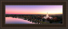 Load image into Gallery viewer, Idaho Falls - Snake River Reflection Aerial Open Edition Canvas / 8 X 24 Brown Frame Art