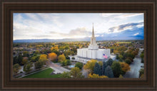 Load image into Gallery viewer, Jordan River Dayglow Aerial Open Edition Canvas / 15 X 30 Brown Frame Art