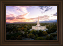 Load image into Gallery viewer, Jordan River Night Glow Aerial Open Edition Canvas / 20 X 30 Brown Frame Art