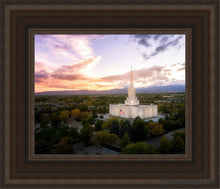 Load image into Gallery viewer, Jordan River Night Glow Aerial Open Edition Canvas / 8 X 10 Brown Frame Art