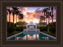 Load image into Gallery viewer, Laie Fountain Sunset Open Edition Canvas / 14 X 21 Brown Frame Art
