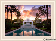 Load image into Gallery viewer, Laie Fountain Sunset Open Edition Canvas / 20 X 30 White Frame Art