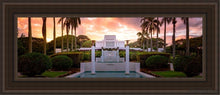Load image into Gallery viewer, Laie Fountain Sunset Open Edition Canvas / 8 X 24 Brown Frame Art