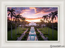 Load image into Gallery viewer, Laie Sunset Aerial Open Edition Canvas / 14 X 21 White Frame Art
