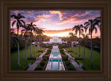 Load image into Gallery viewer, Laie Sunset Aerial Open Edition Canvas / 20 X 30 Brown Frame Art