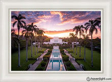 Load image into Gallery viewer, Laie Sunset Aerial Open Edition Canvas / 24 X 36 White Frame Art