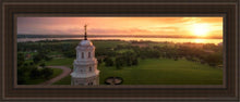 Load image into Gallery viewer, Nauvoo Sunglow On The Mississippi Open Edition Canvas / 12 X 36 Brown Frame Art