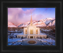 Load image into Gallery viewer, Ogden Winter Sunset Aerial Open Edition Canvas / 11 X 14 Black Frame Art