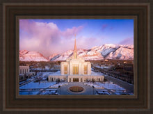Load image into Gallery viewer, Ogden Winter Sunset Aerial Open Edition Canvas / 12 X 18 Brown Frame Art