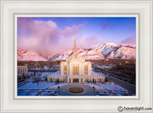 Load image into Gallery viewer, Ogden Winter Sunset Aerial Open Edition Canvas / 14 X 21 White Frame Art