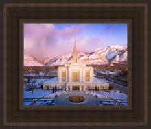 Load image into Gallery viewer, Ogden Winter Sunset Aerial Open Edition Canvas / 8 X 10 Brown Frame Art