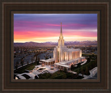 Load image into Gallery viewer, Oquirrh Mountain Pink Sunset Aerial Open Edition Canvas / 11 X 14 Brown Frame Art