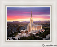 Load image into Gallery viewer, Oquirrh Mountain Pink Sunset Aerial Open Edition Canvas / 11 X 14 White Frame Art