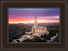 Load image into Gallery viewer, Oquirrh Mountain Pink Sunset Aerial Open Edition Canvas / 12 X 18 Brown Frame Art