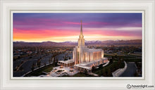 Load image into Gallery viewer, Oquirrh Mountain Pink Sunset Aerial Open Edition Canvas / 15 X 30 White Frame Art
