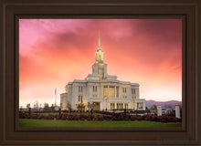 Load image into Gallery viewer, Payson Temple Glory In Stages Open Edition Canvas / 20 X 30 Brown Frame Art