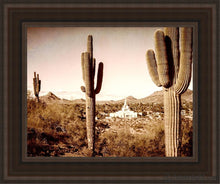 Load image into Gallery viewer, Phoenix Saguaro Cactus Open Edition Canvas / 11 X 14 Brown Frame Art