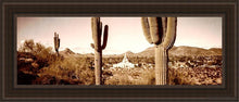 Load image into Gallery viewer, Phoenix Saguaro Cactus Open Edition Canvas / 12 X 36 Brown Frame Art