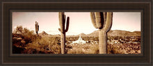 Load image into Gallery viewer, Phoenix Saguaro Cactus Open Edition Canvas / 8 X 24 Brown Frame Art