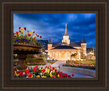 Load image into Gallery viewer, Provo City Center - April Showers Bring May Flowers Open Edition Canvas / 11 X 14 Brown Frame Art