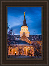 Load image into Gallery viewer, Provo City Center Blue And Gold Open Edition Canvas / 14 X 21 Brown Frame Art