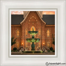 Load image into Gallery viewer, Provo City Center Fountain Of Truth Open Edition Canvas / 12 X White Frame Art