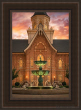 Load image into Gallery viewer, Provo City Center Fountain Of Truth Open Edition Canvas / 14 X 21 Brown Frame Art