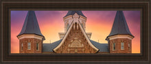 Load image into Gallery viewer, Provo City Center Front Glow Open Edition Canvas / 12 X 36 Brown Frame Art