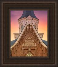 Load image into Gallery viewer, Provo City Center Front Glow Open Edition Canvas / 8 X 10 Brown Frame Art