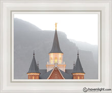 Load image into Gallery viewer, Provo City Center Morning Fog Open Edition Canvas / 11 X 14 White Frame Art