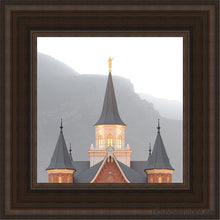 Load image into Gallery viewer, Provo City Center Morning Fog Open Edition Canvas / 12 X Brown Frame Art