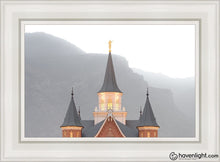 Load image into Gallery viewer, Provo City Center Morning Fog Open Edition Canvas / 14 X 21 White Frame Art