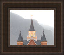 Load image into Gallery viewer, Provo City Center Morning Fog Open Edition Canvas / 8 X 10 Brown Frame Art