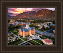 Load image into Gallery viewer, Provo City Center Northeast Aerial Open Edition Canvas / 11 X 14 Brown Frame Art