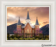 Load image into Gallery viewer, Provo City Center Temple - Breaking Sun Open Edition Canvas / 11 X 14 White Frame Art