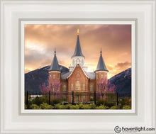 Load image into Gallery viewer, Provo City Center Temple - Breaking Sun Open Edition Canvas / 8 X 10 White Frame Art